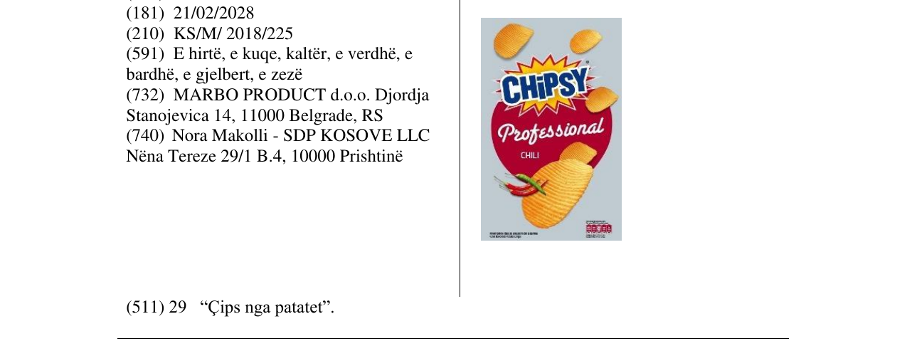 Zëri i markës CHIPSY në buletin