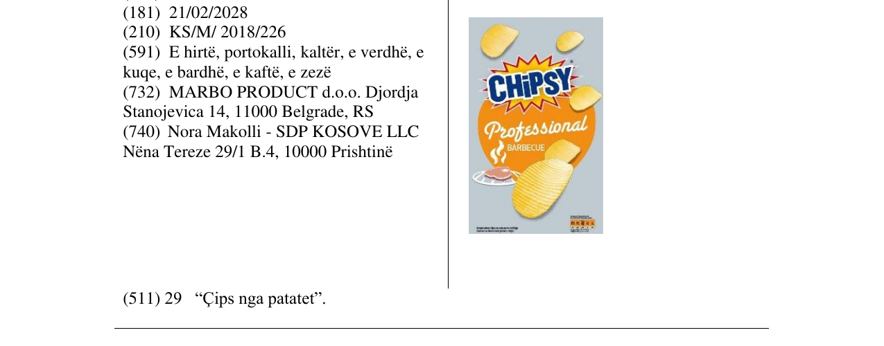 Zëri i markës CHIPSY Professional në buletin
