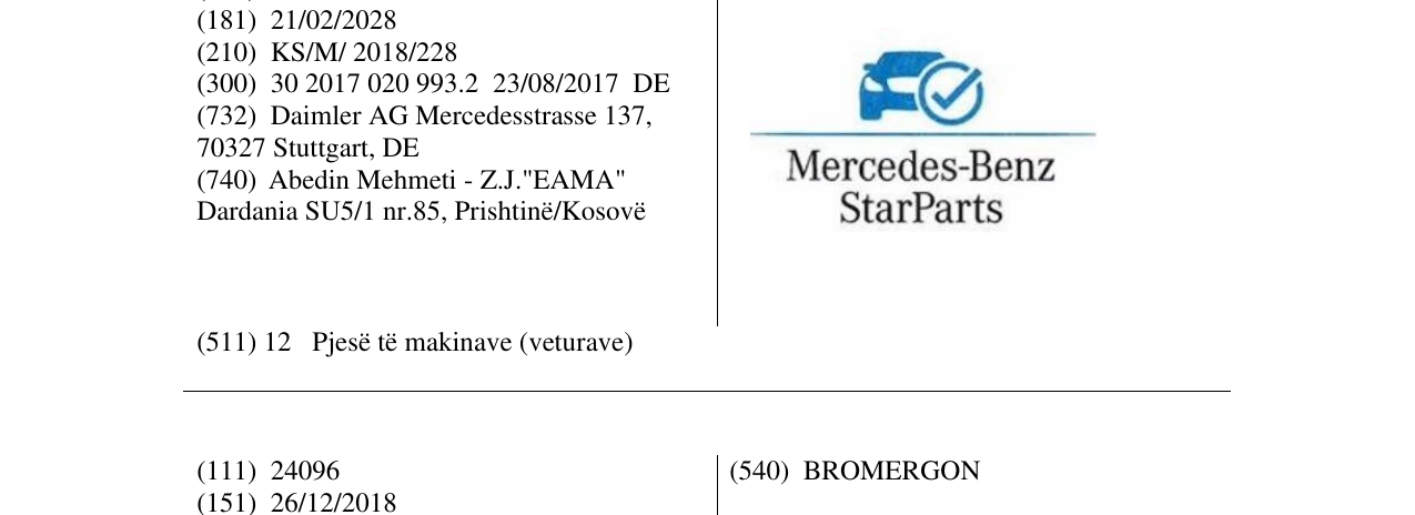 Zëri i markës Mercedes-BenzStarParts në buletin