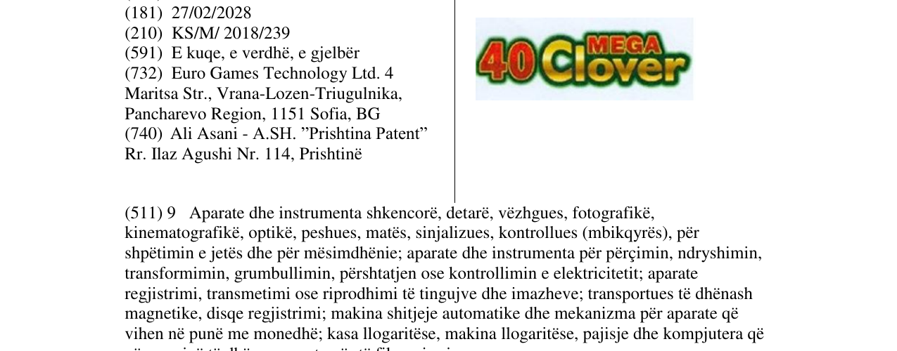 Zëri i markës 40CloverMEGA në buletin