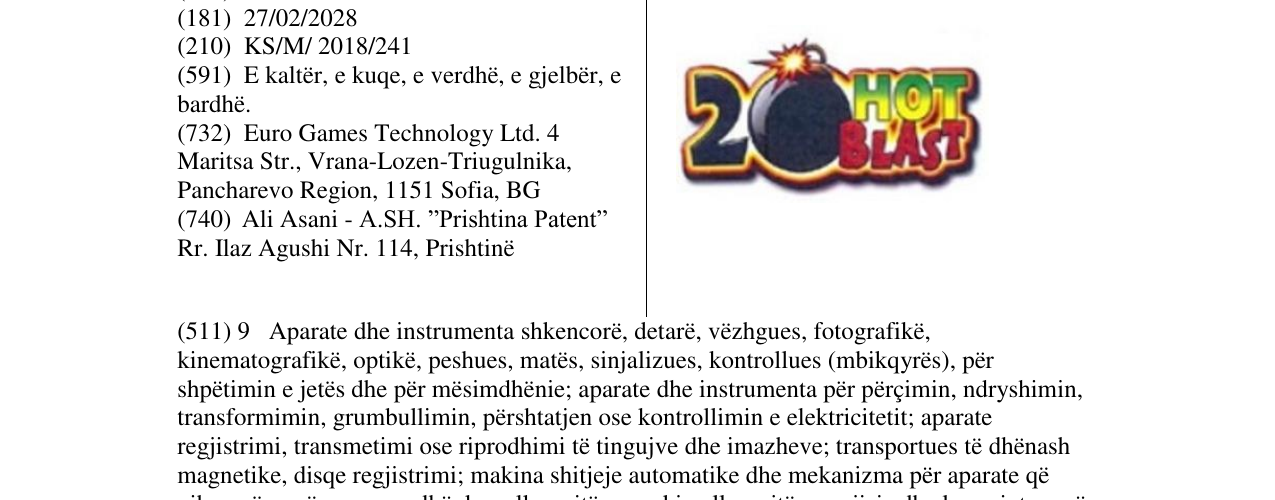 Zëri i markës 20HOT BLAST në buletin