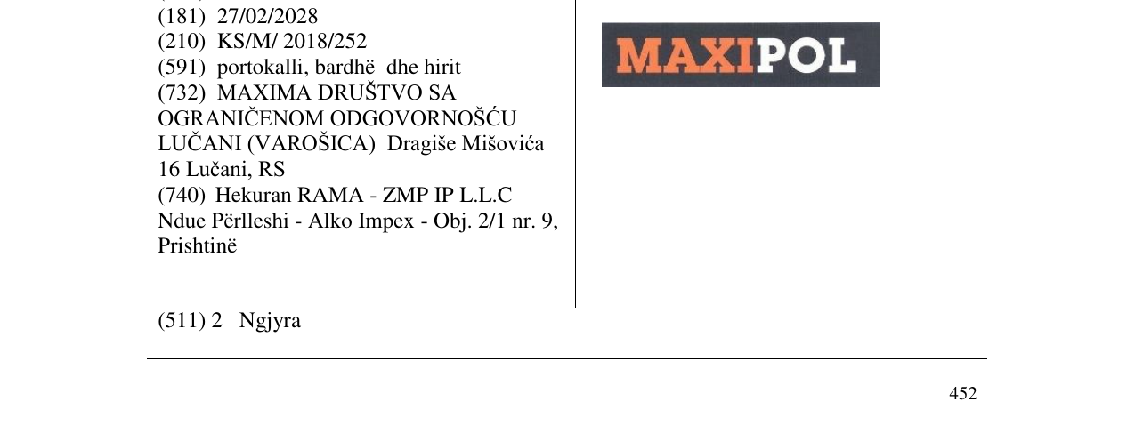 Zëri i markës MAXIPOL në buletin