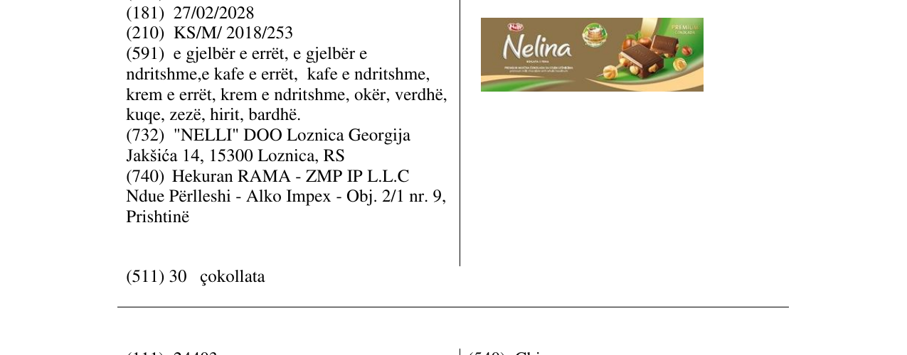 Zëri i markës Nelina në buletin