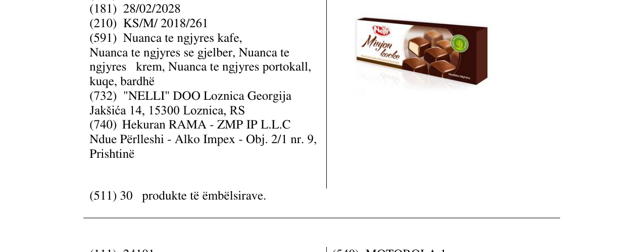 Zëri i markës Minjon Katrorë në buletin
