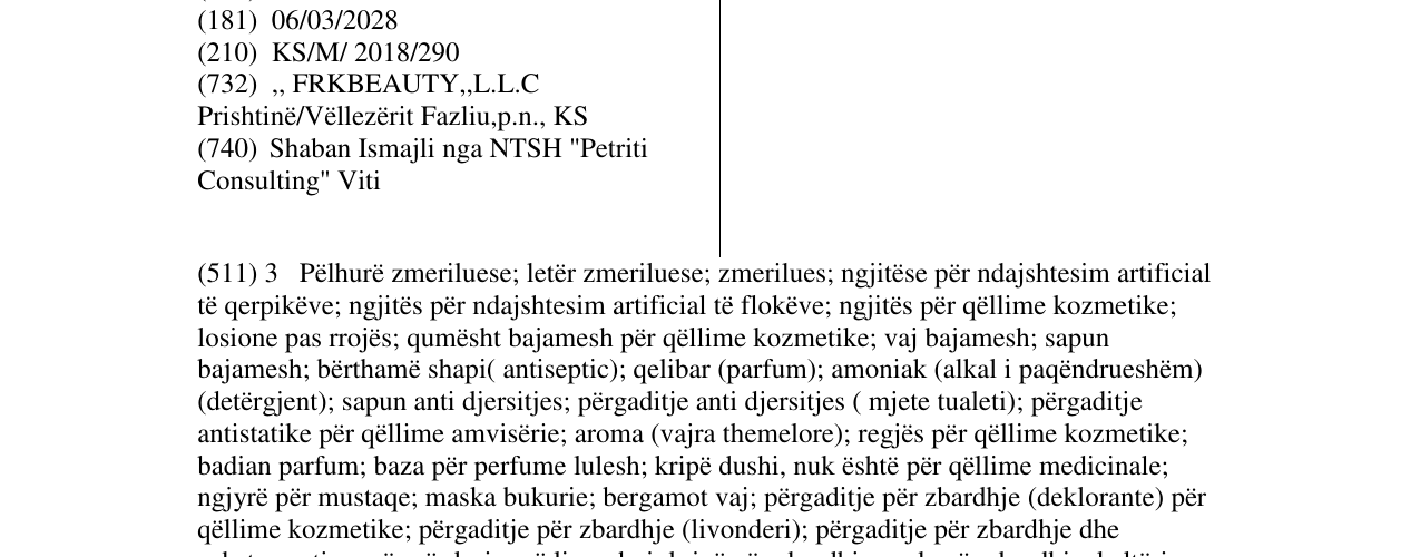Zëri i markës FRKBEAUTY në buletin