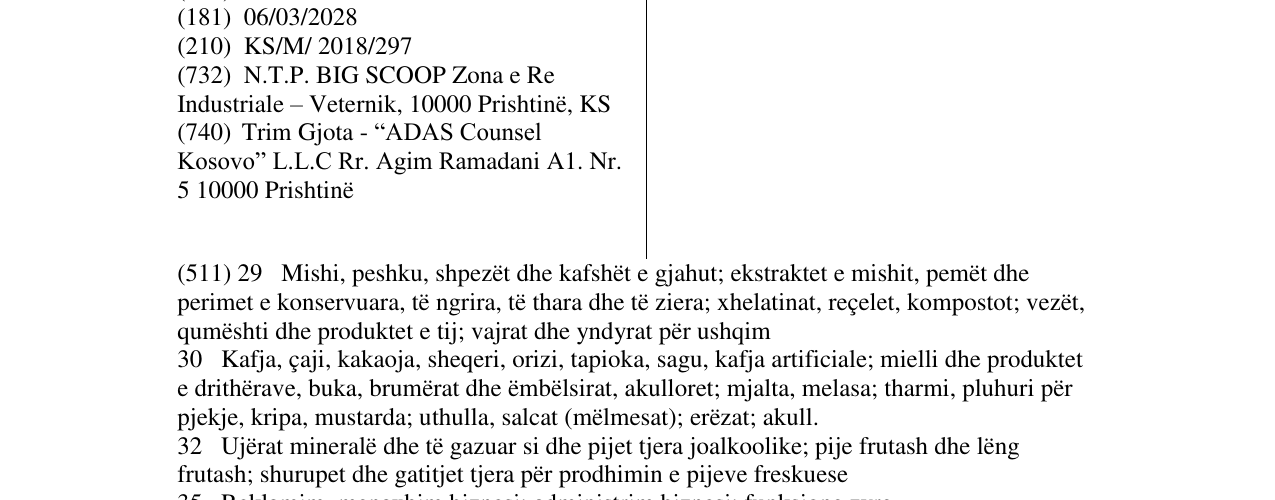 Zëri i markës BIG SCOOP në buletin