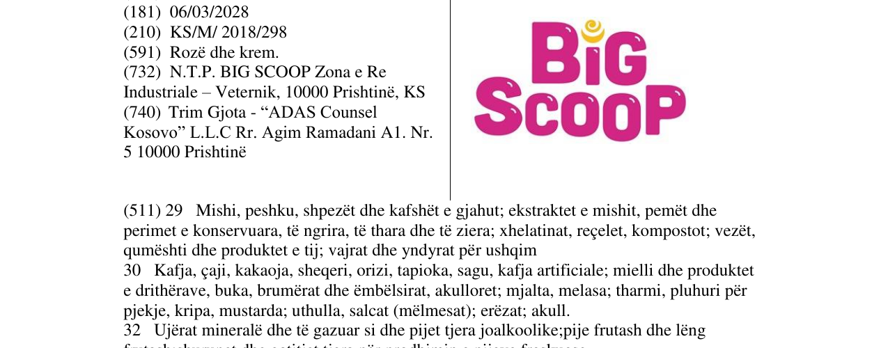 Zëri i markës BiG ScooP në buletin