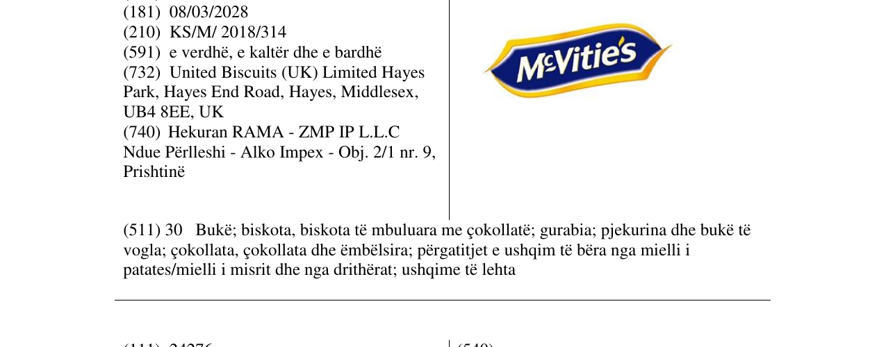 Zëri i markës Mc Vities në buletin
