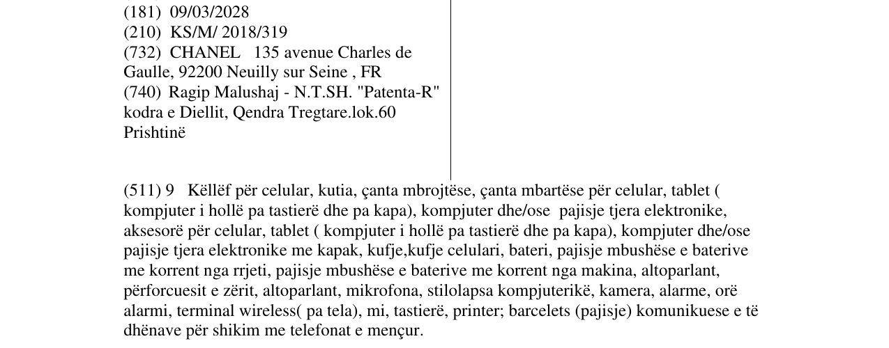 Zëri i markës Chanel në buletin