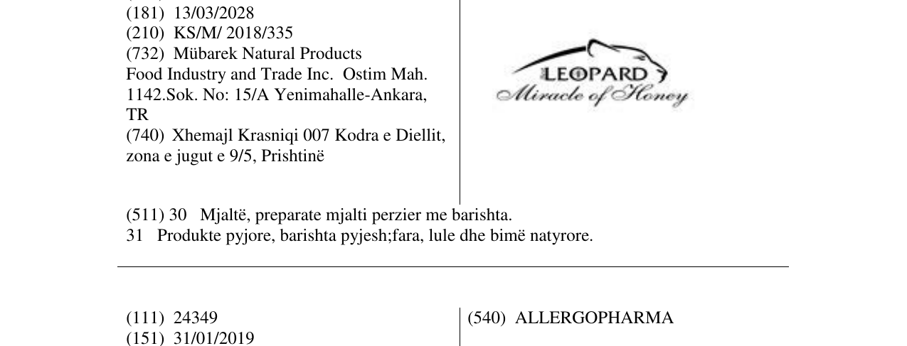 Zëri i markës LEOPARD në buletin