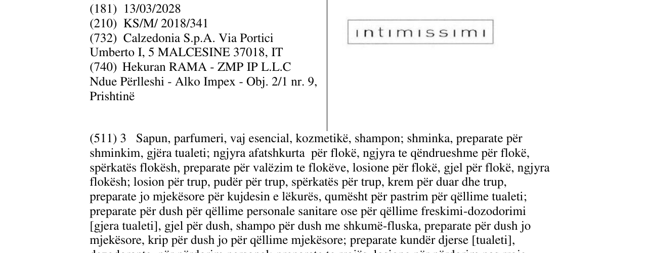 Zëri i markës intimissimi në buletin