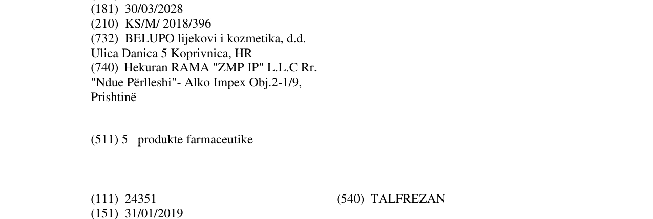 Zëri i markës BELEPTIC në buletin