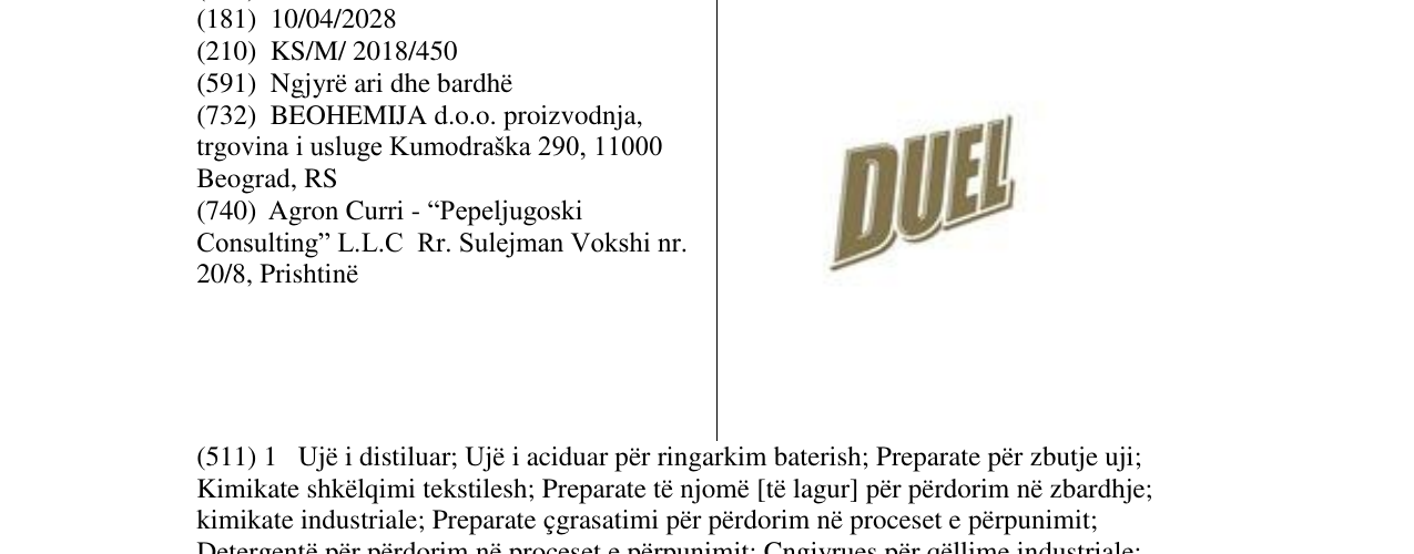 Zëri i markës DUEL në buletin