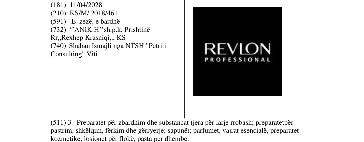 Zëri i markës REVLON PROFESSIONAL në buletin