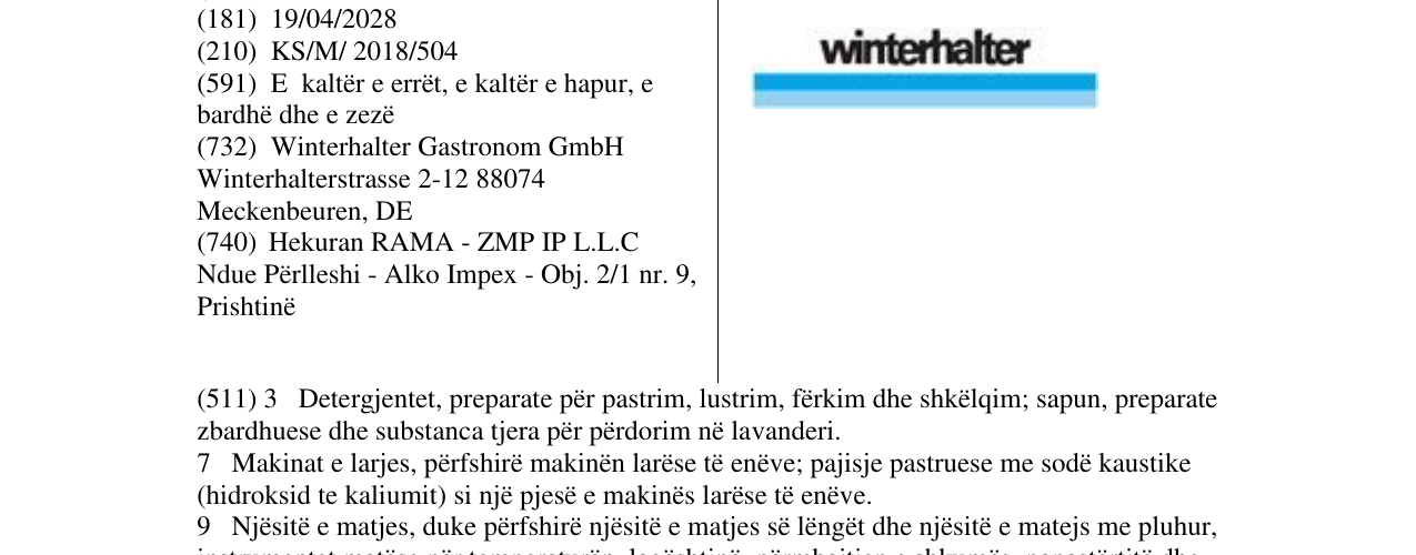 Zëri i markës winterhalter në buletin
