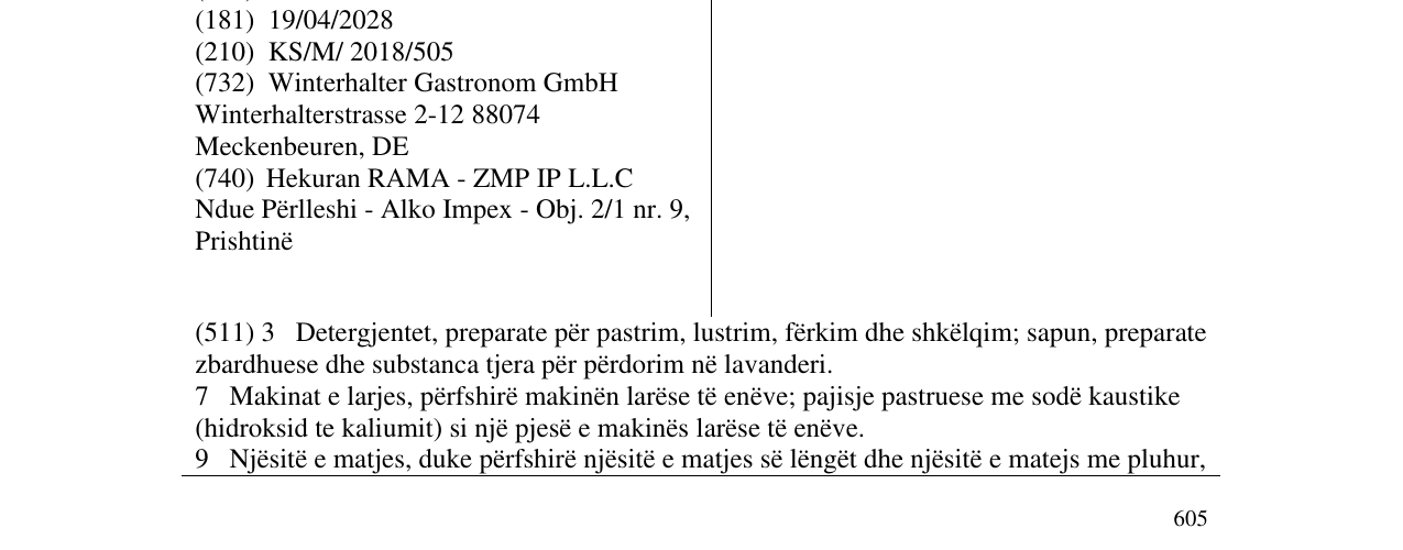 Zëri i markës WINTERHALTER në buletin