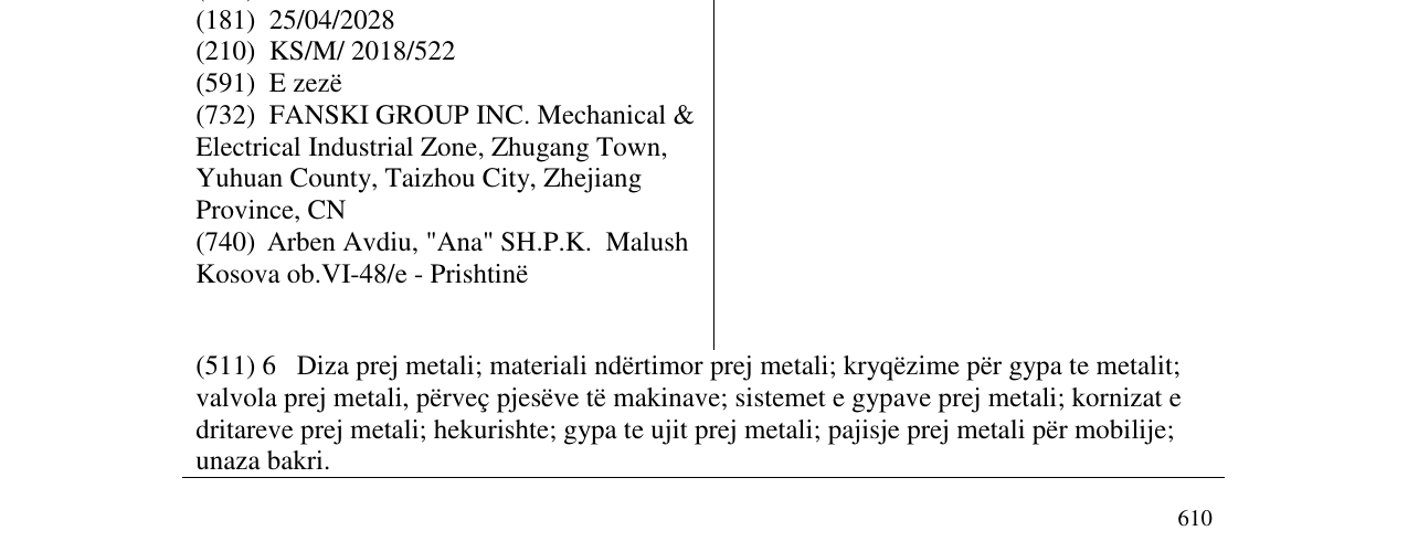 Zëri i markës FANSKI në buletin