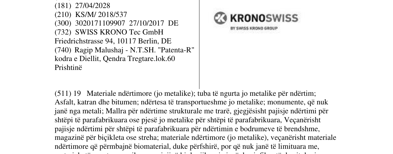 Zëri i markës KRONOSWISS në buletin