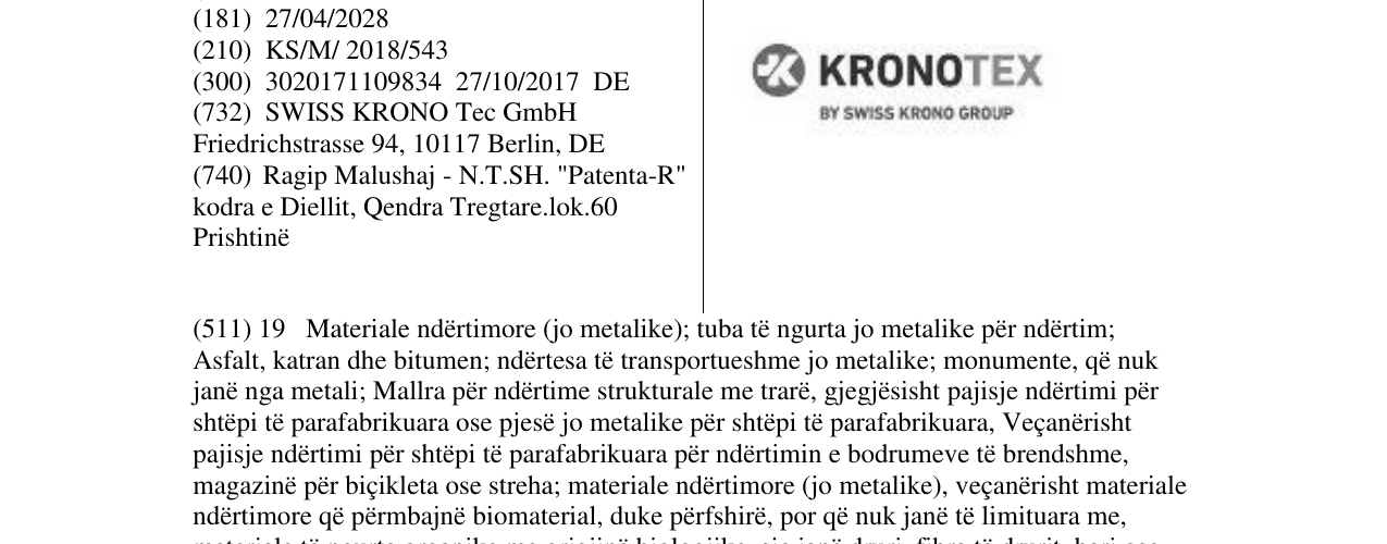 Zëri i markës KRONOTEX në buletin