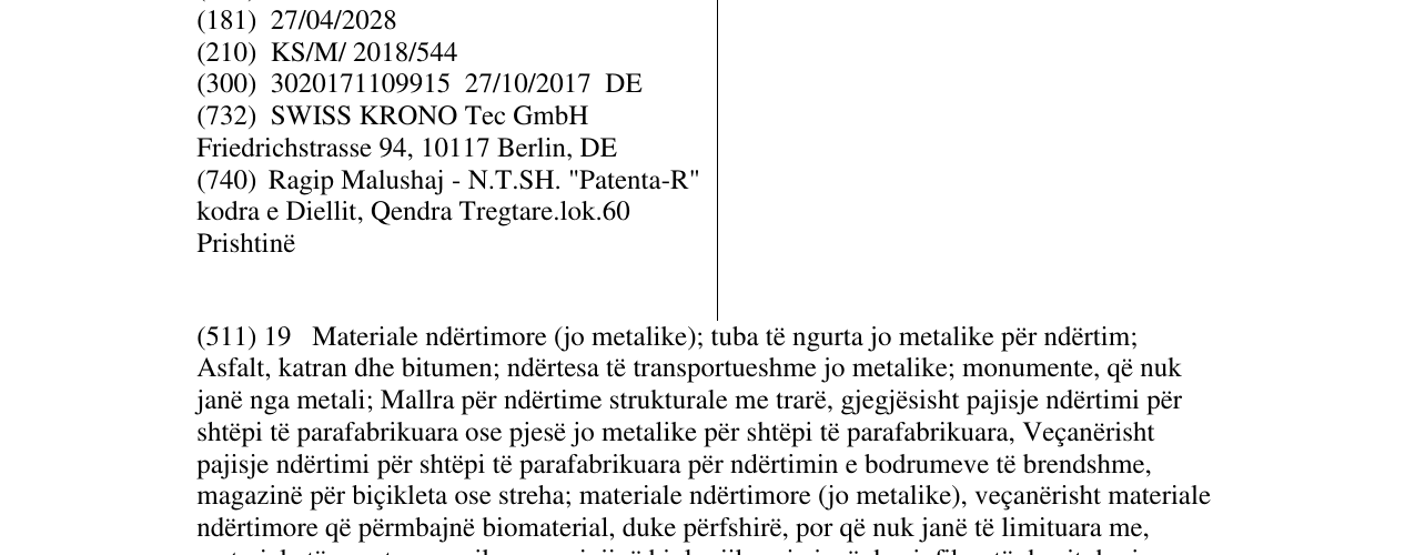 Zëri i markës KRONOTEX në buletin