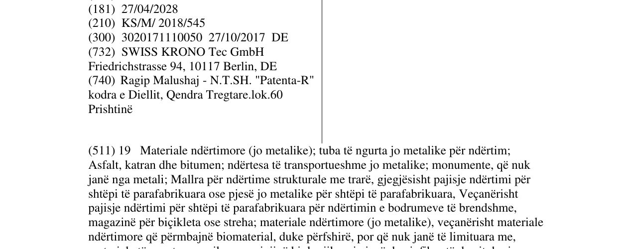 Zëri i markës KRONOTEX në buletin