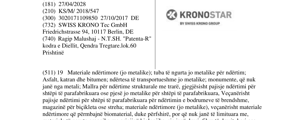Zëri i markës KRONOSTAR në buletin