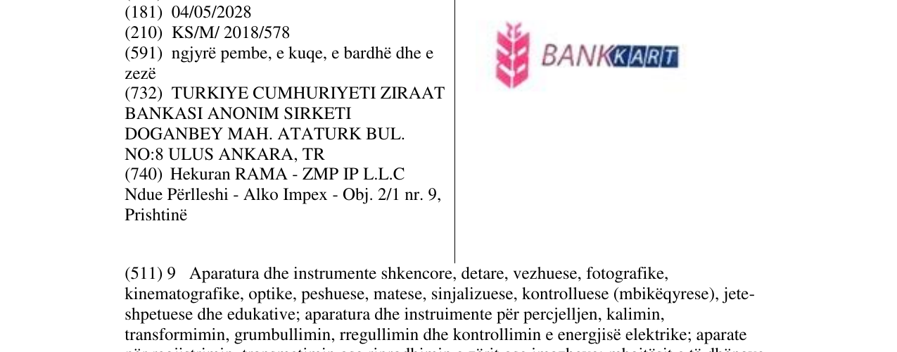 Zëri i markës BANKKART në buletin
