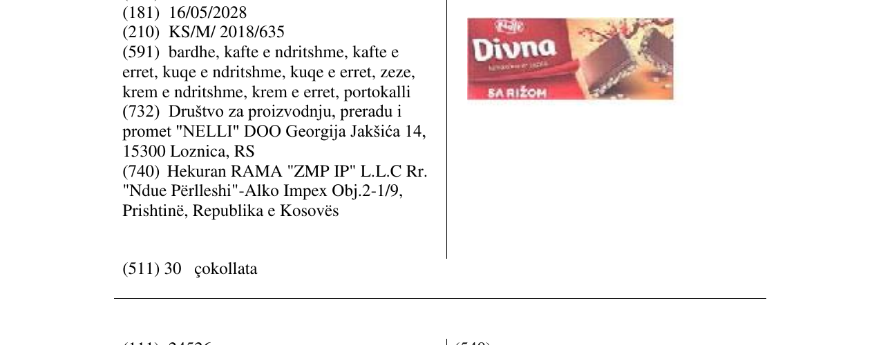 Zëri i markës DIVNA në buletin