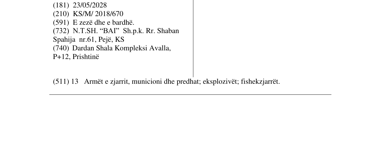Zëri i markës CANIK në buletin