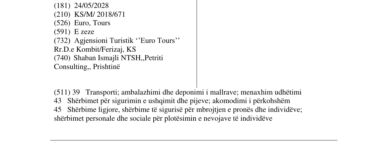 Zëri i markës Euro Tours në buletin