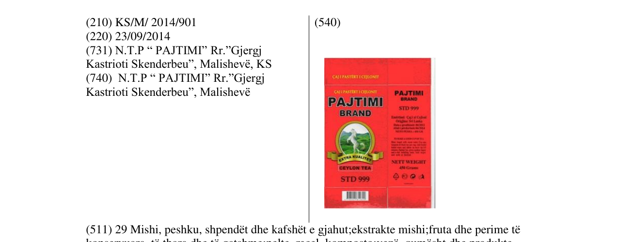 Zëri i markës PAJTIMI BRAND në buletin
