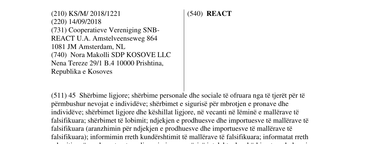 Zëri i markës REACT në buletin