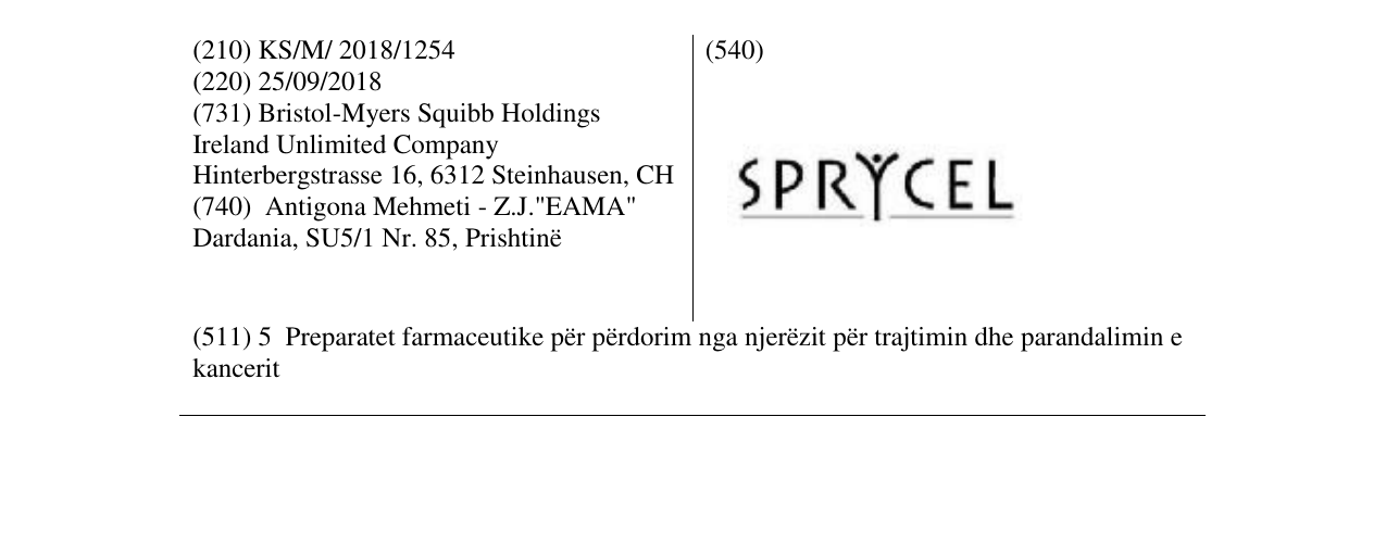 Zëri i markës SPRYCEL në buletin