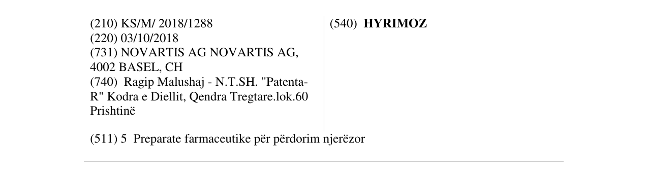 Zëri i markës HYRIMOZ në buletin