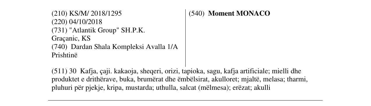 Zëri i markës Moment MONACO në buletin