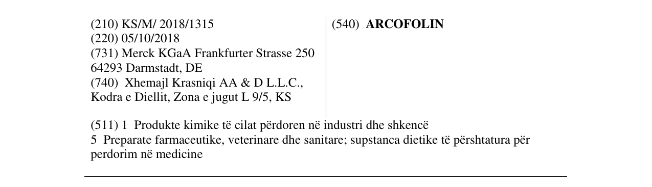 Zëri i markës ARCOFOLIN në buletin