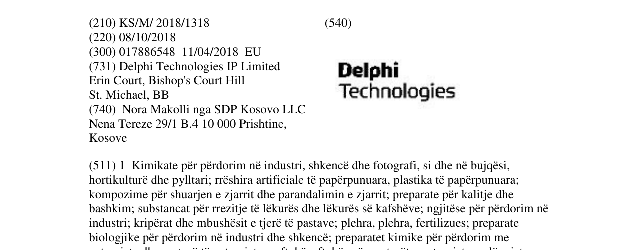 Zëri i markës Delphi Technologies në buletin
