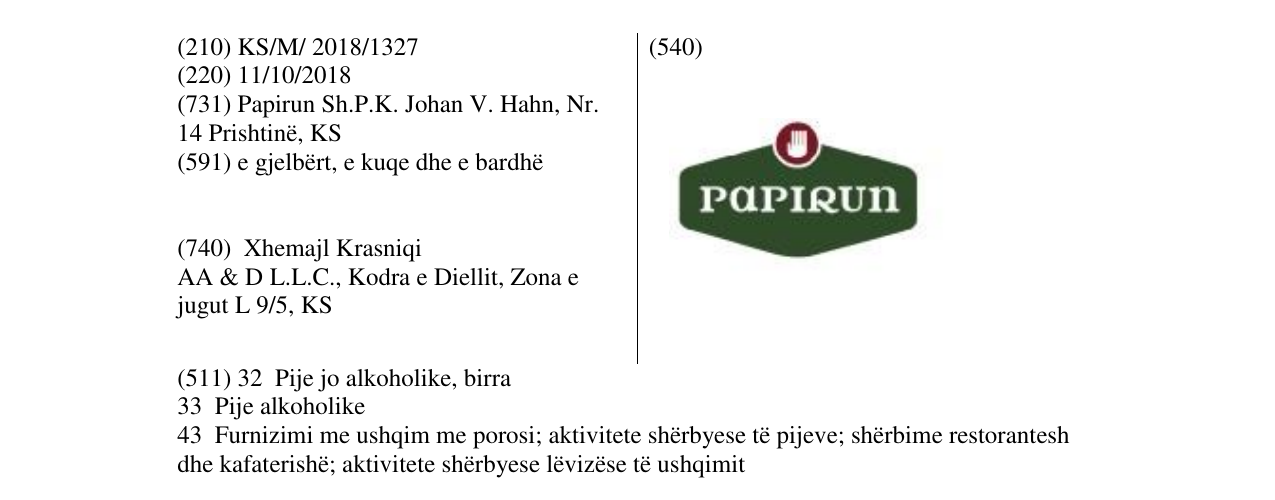 Zëri i markës Papirun në buletin