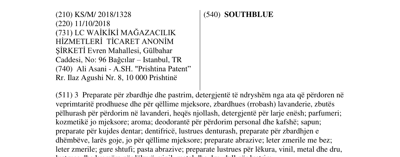 Zëri i markës SOUTHBLUE në buletin