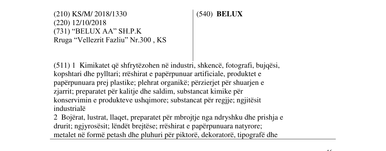 Zëri i markës BELUX në buletin