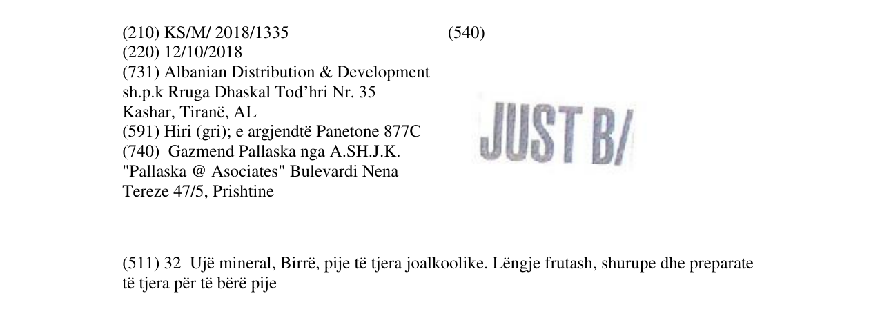 Zëri i markës JUST B/ në buletin