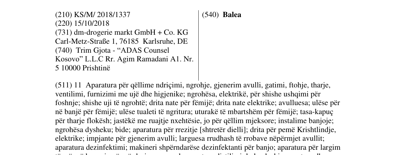 Zëri i markës Balea në buletin