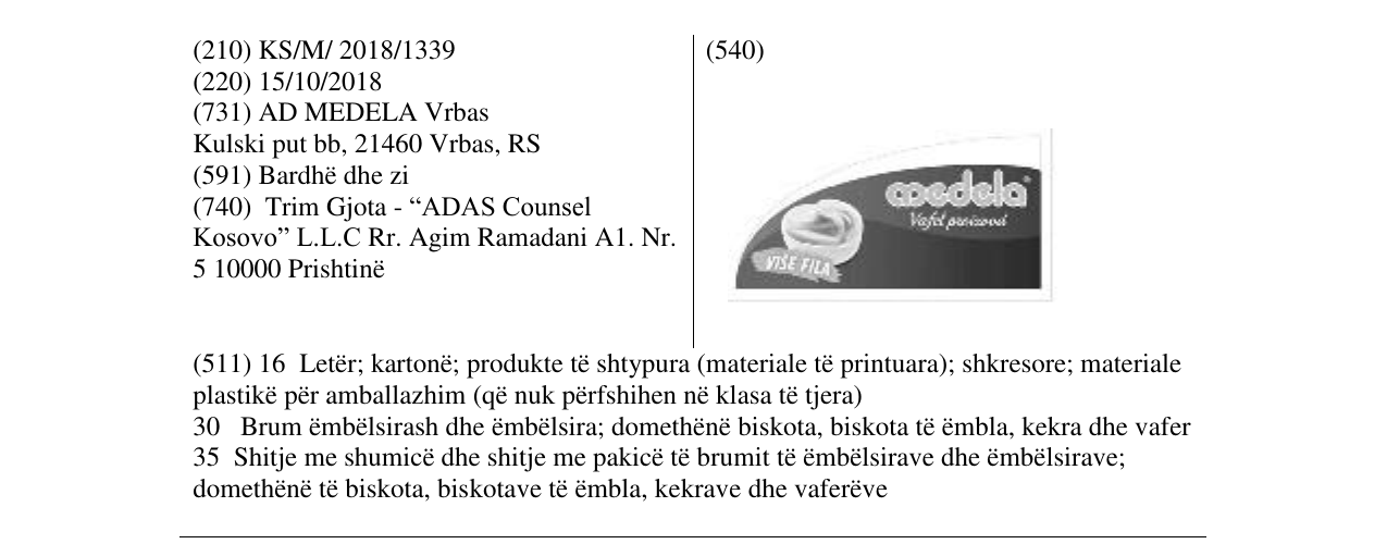 Zëri i markës Medela Vafel proizvod në buletin