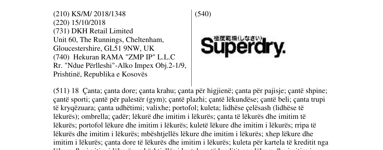 Zëri i markës Superdry. në buletin