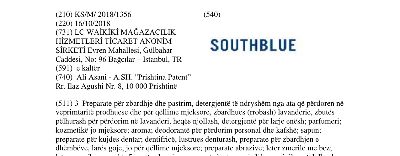 Zëri i markës SOUTHBLUE në buletin