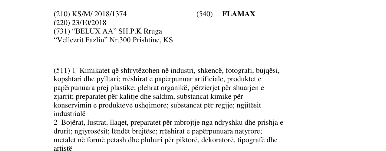 Zëri i markës FLAMAX në buletin