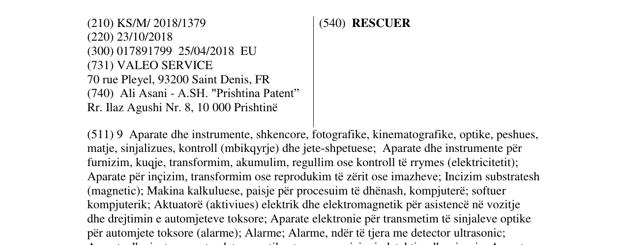 Zëri i markës RESCUER në buletin