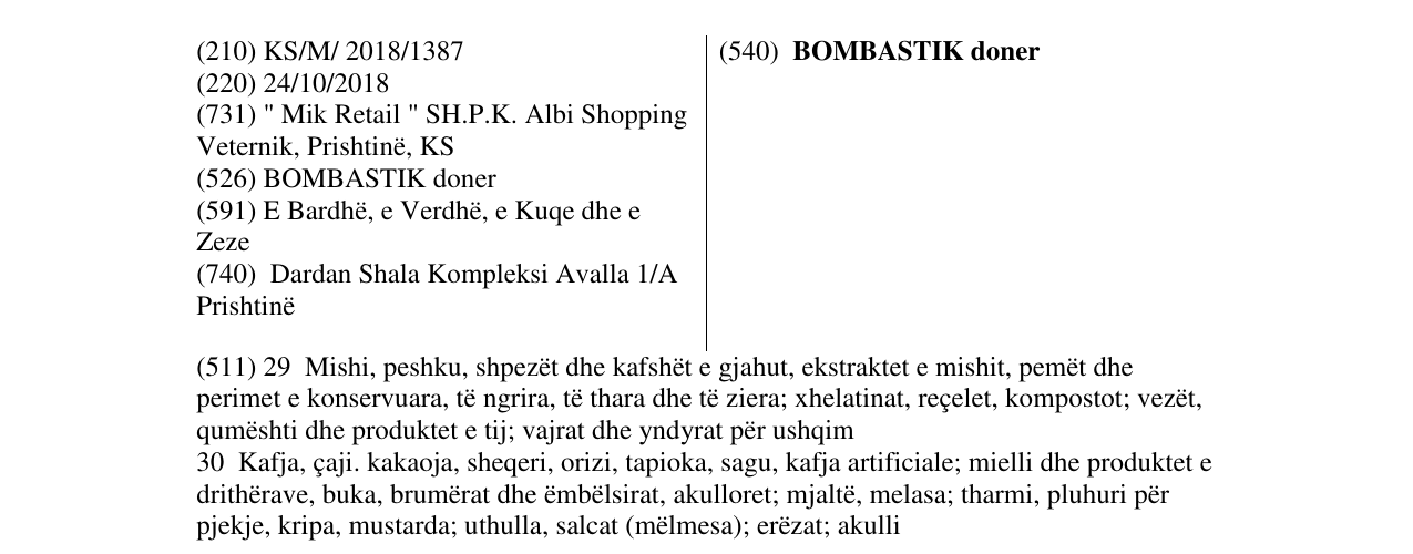 Zëri i markës BOMBASTIK doner në buletin