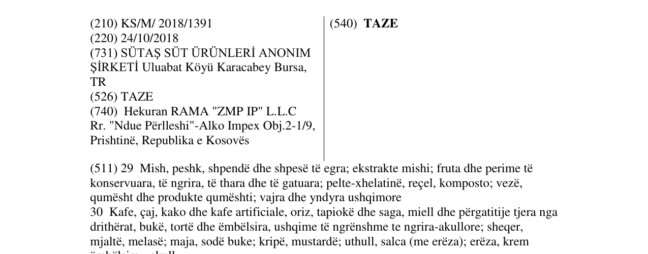 Zëri i markës TAZE në buletin