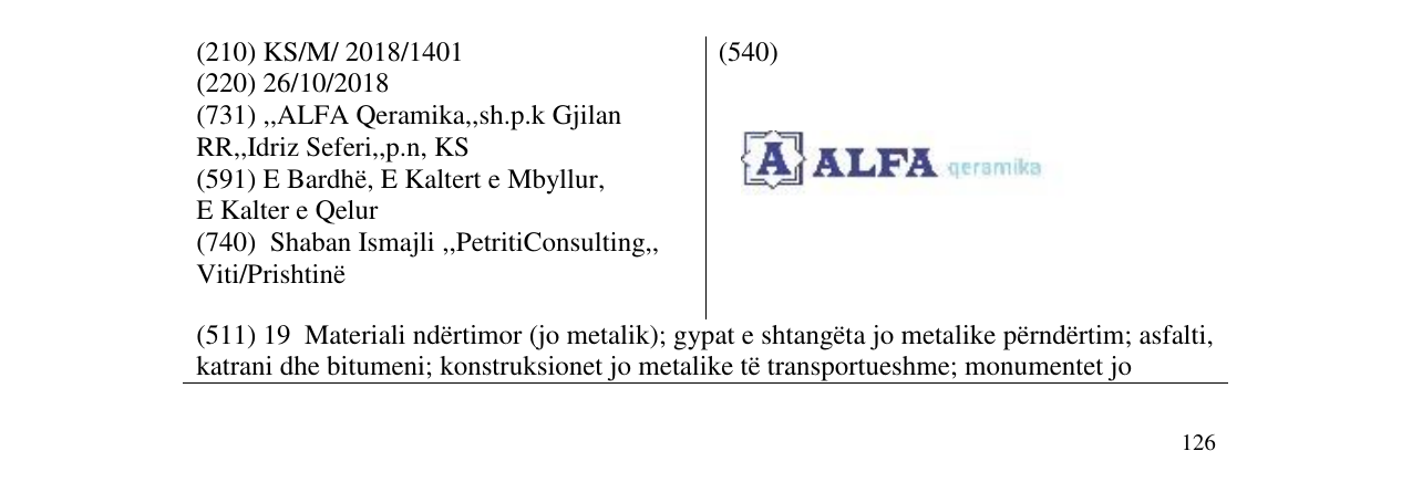 Zëri i markës ALFA qeramika në buletin
